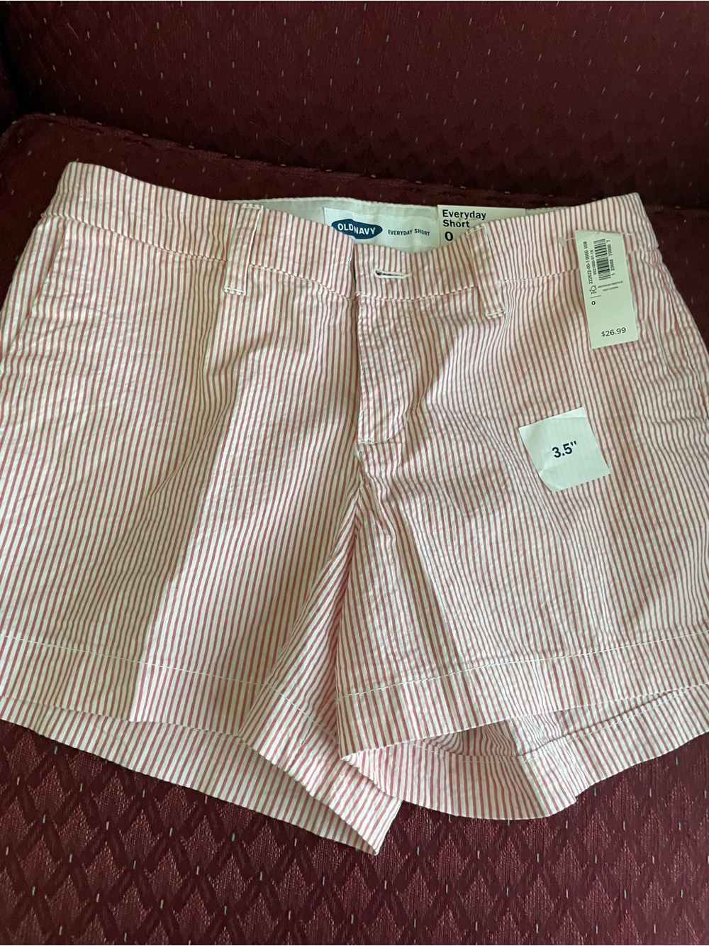 Old Navy Pink and White Striped High Waist Shorts